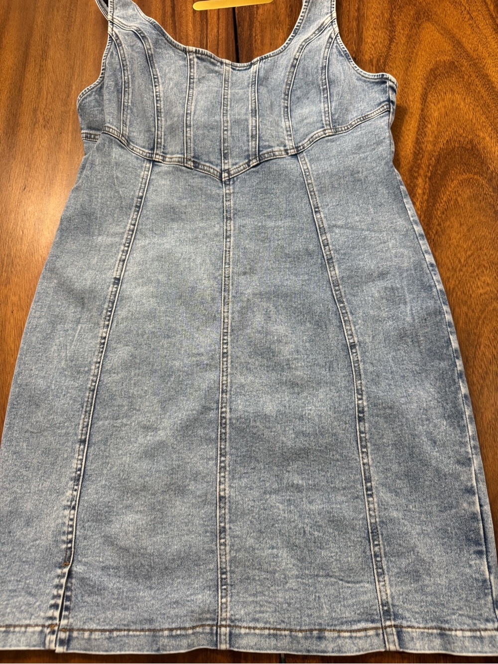 Denim Fitted Tank Dress in Light Blue